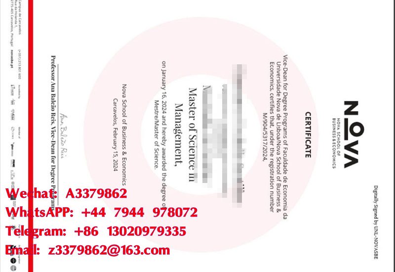 新里斯本大学毕业证样式，Nova SBE diploma
