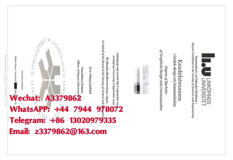 Linköpings universitet Diploma，林雪平大学毕业证书
